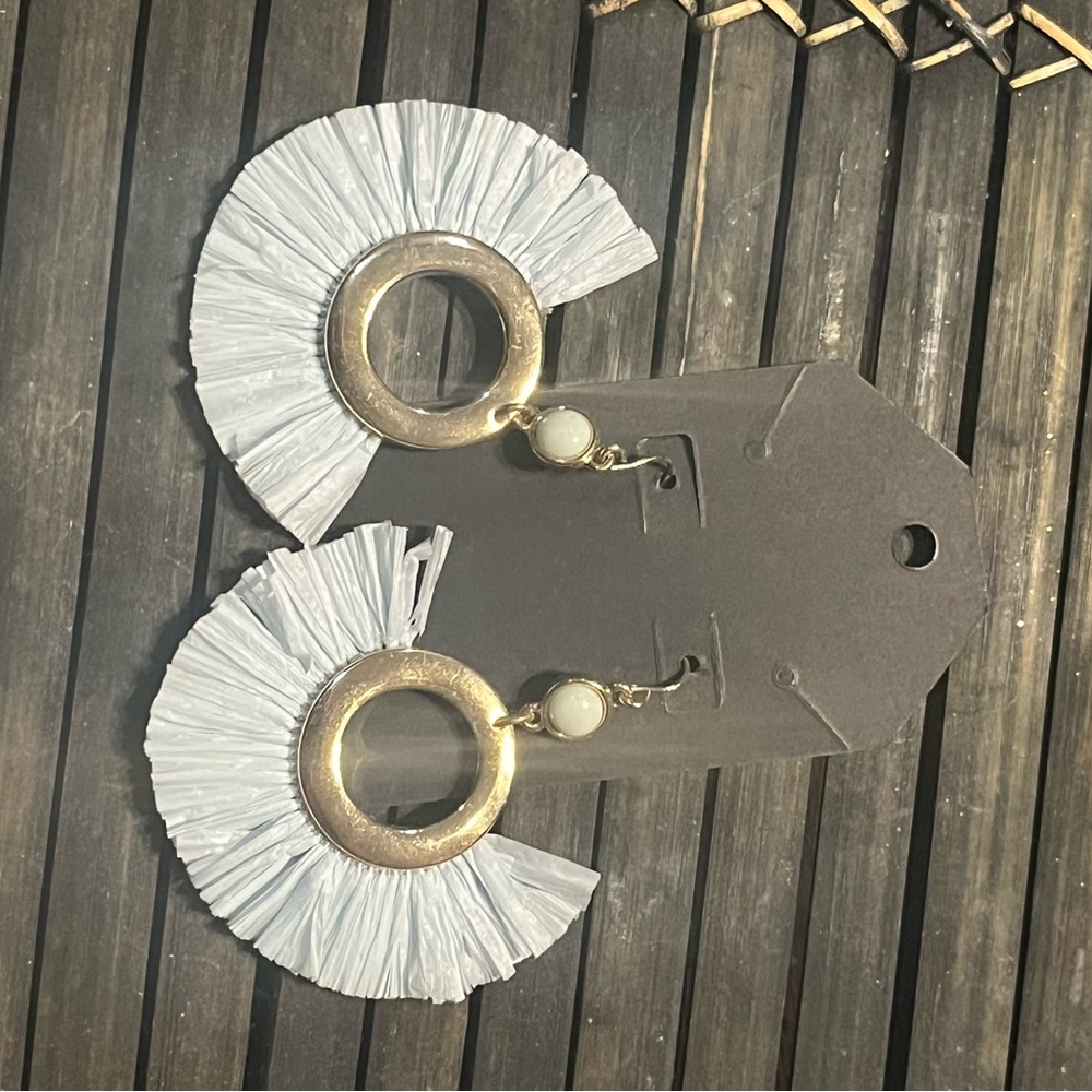 White fringe earrings